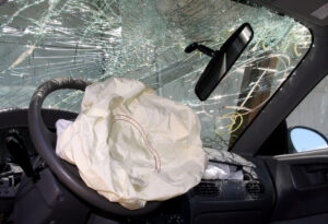 Air bag that is deployed from a catastrophic car wreck that resulted in injuries