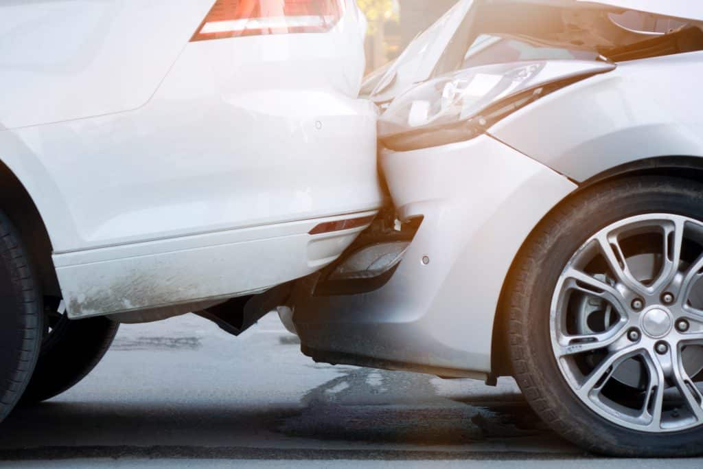 A car crash scene before the driver calls an Amarillo car accident attorney.